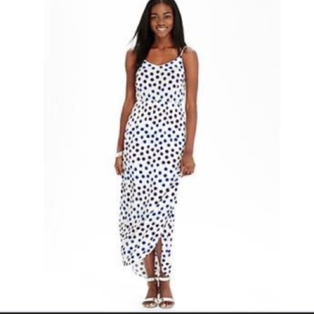 Old Navy Blue and Purple Polka Dot Maxi Dress